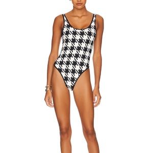 WeWoreWhat One Piece Houndstooth Swimsuit